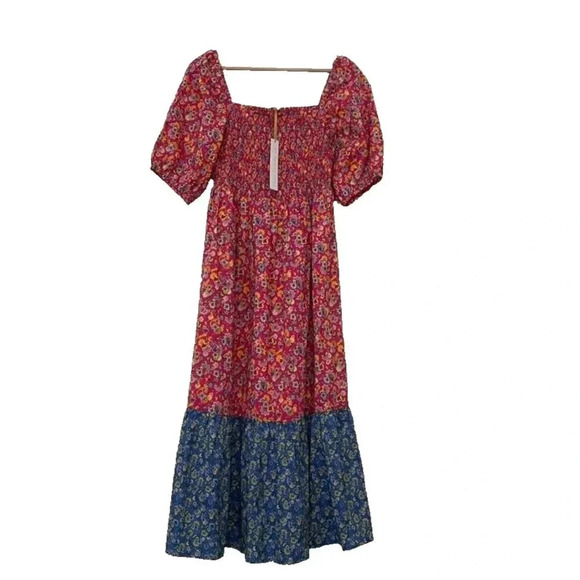 House of Harlow 1960 Pink Floral Smocked Midi Dress Size Medium - Picture 1 of 6